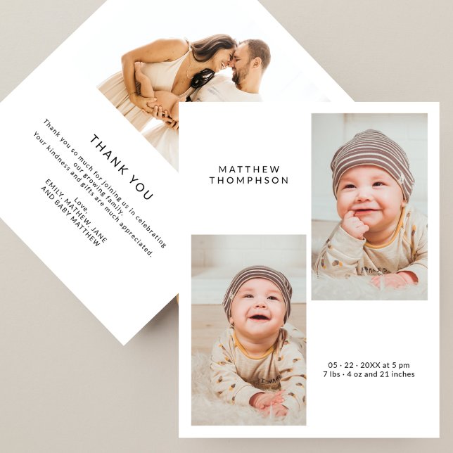 Modern 3 Photo Baby Shower Thank You (Créateur téléchargé)