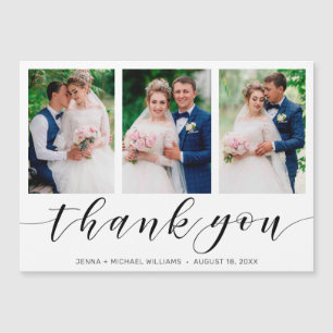Modern 3 Photo Collage Mariage de script noir Merc