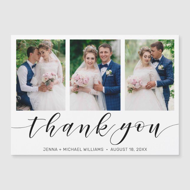 Modern 3 Photo Collage Mariage de script noir Merc (Devant)