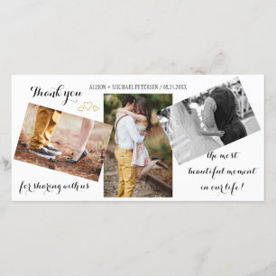 Modern 3 photo collage mariage script merci