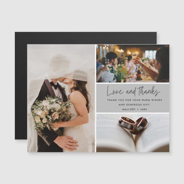 Modern 3 Photo Love Merci Mariage Merci (Devant / Derrière)