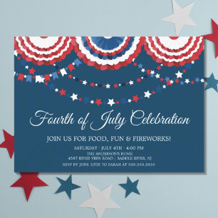 Modern 4th of July Flag Bunting Invitation