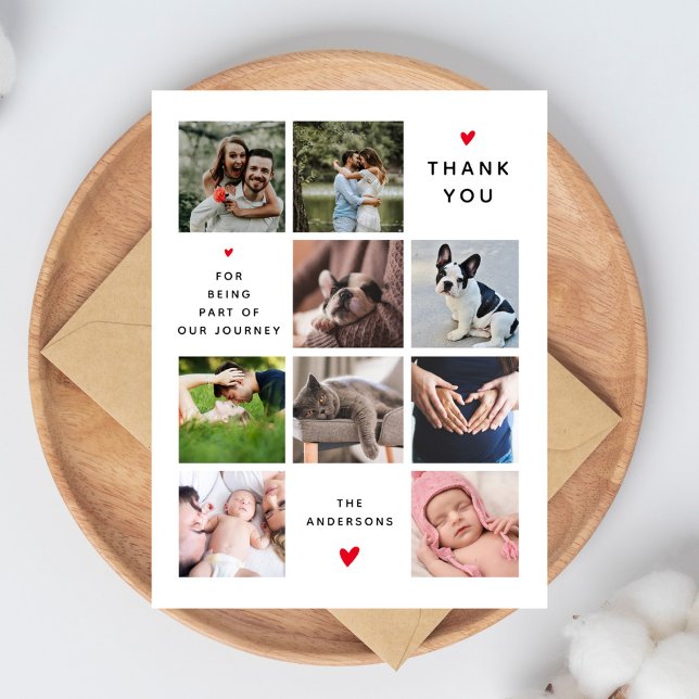 Modern 9 Photo Collage Nouveau bébé Famille Merci (Créateur téléchargé)