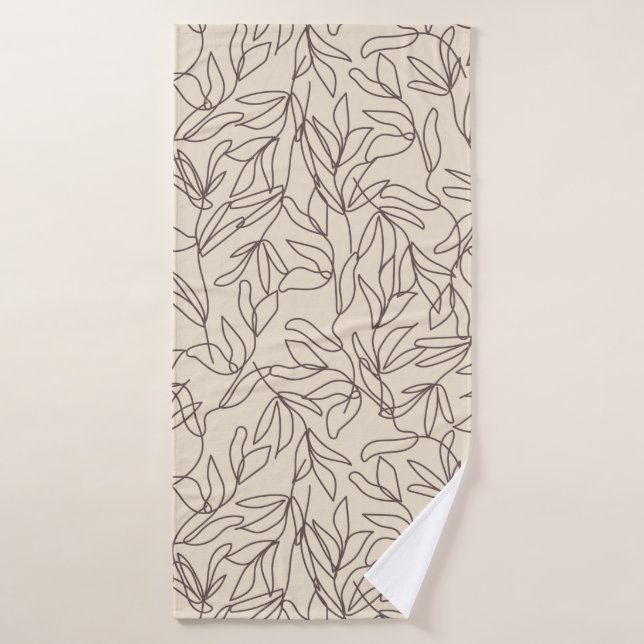 Modern abstract boho line art leaves pattern (Serviette de bain)