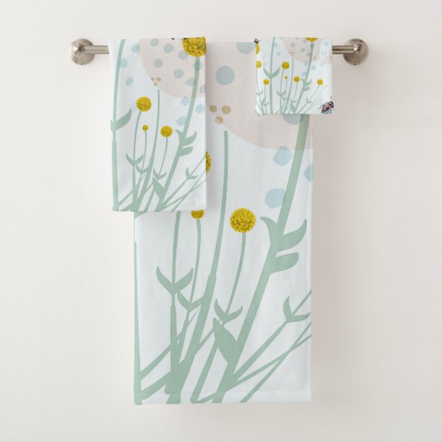 Modern Abstract Botanical Yellow Billy Button  (En situation)