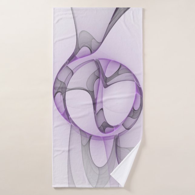 Modern Abstract Fractal Art Lavender Gray (Serviette de bain)