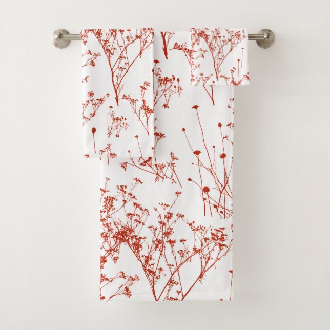 Modern Abstract Red toile Wildflowers on White (En situation)