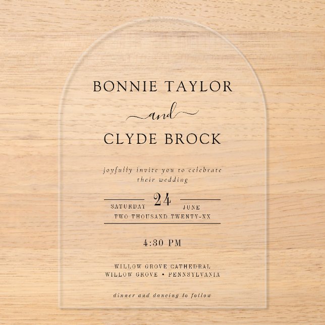 Modern Acrylic Arch Wedding Invitation Suite (Recto)