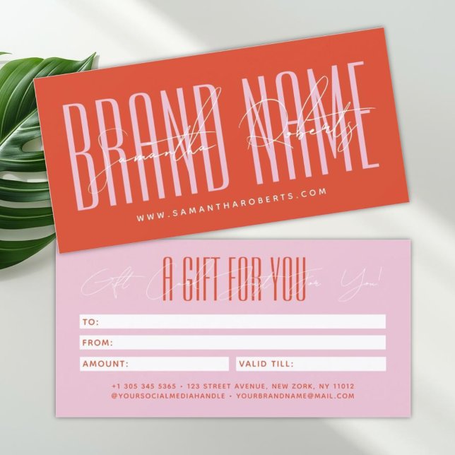 Modern add brand name script typography gift card (Créateur téléchargé)