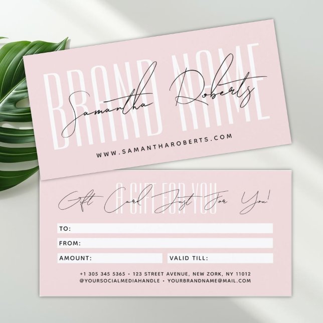 Modern add brand name script typography gift card (Créateur téléchargé)