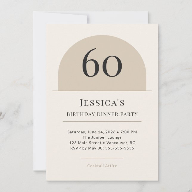 Modern Arch 60th Birthday Dinner Party Invitation (Devant)