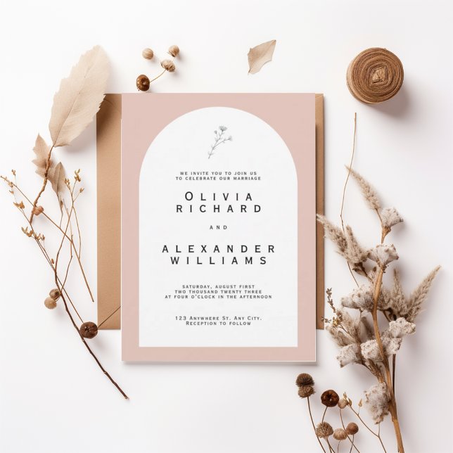 Modern Arch Blush Minimalist Wedding Invitation (Créateur téléchargé)