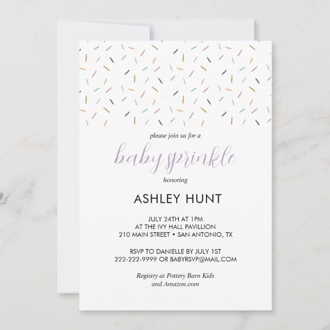 Modern Baby Lavender Neutral Sprinkle  Invitation (Devant)