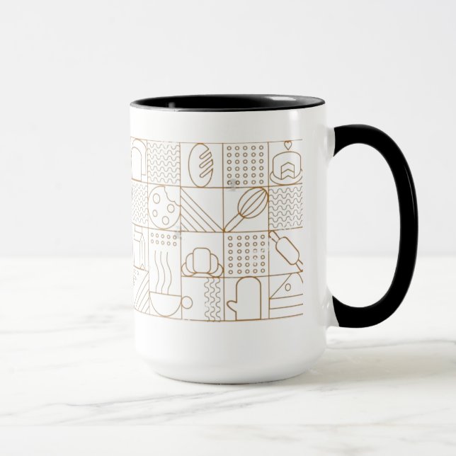 Modern Bakery Pattern Mug - Elegant Gold Line Art  (Droite)