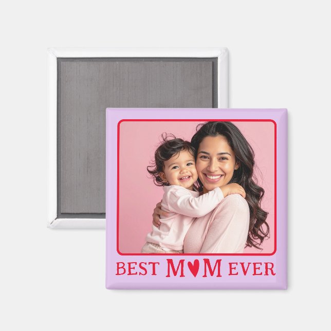 Modern Best Mom Ever Purple Photo Magnet (Recto/Verso)