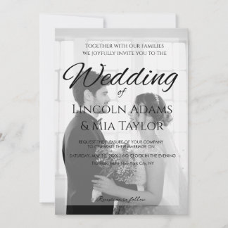 Modern Black and White Overlay Wedding Invitation