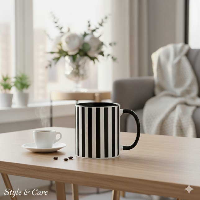 Modern Black and White Striped Combo Mug (Modern Black and White Striped Combo Mug)