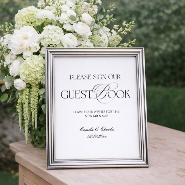 Modern Black and White Wedding Guest Book Poster (Créateur téléchargé)