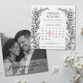 Modern Black and White Wedding Save The Date  