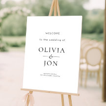 Modern Black and White Wedding Welcome Sign