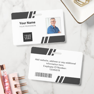 Modern Black Custom Employee ID Badge