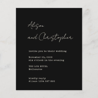 Modern Black Elegant Script Wedding Invitation