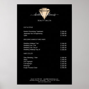 Modern Black Gold Diamond Price List Poster