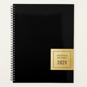 Modern Black Gold Minimalist Personalized Planner