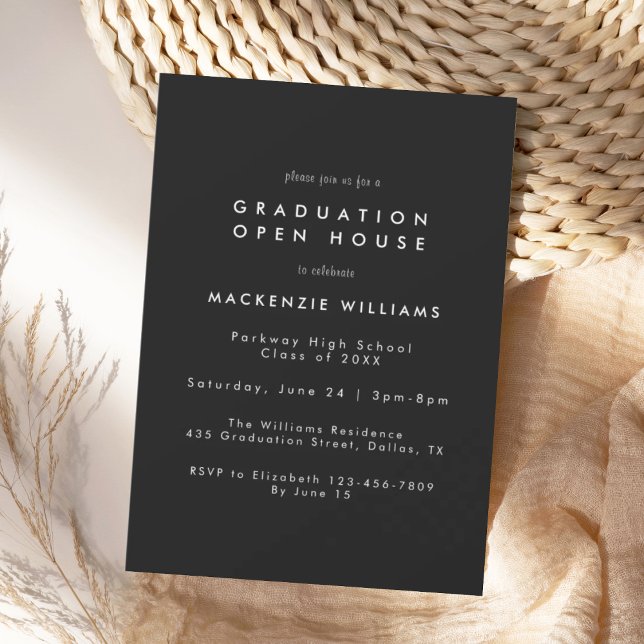 Modern Black High School Graduation Invitation (Créateur téléchargé)