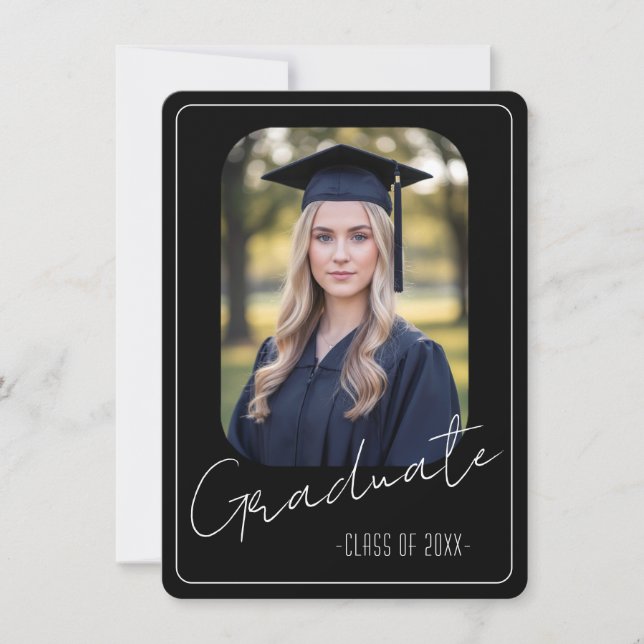 Modern Black Photo Graduation Party Invitation (Devant)