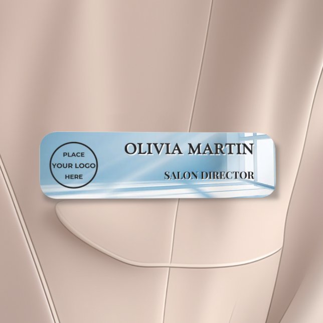 Modern Blue Sunbeam Magnetic Name Badge Custom (Créateur téléchargé)