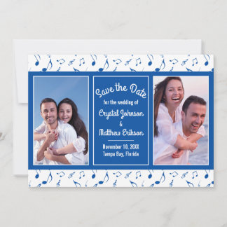 Modern Blue White Music Notes Photo Enregistrer la