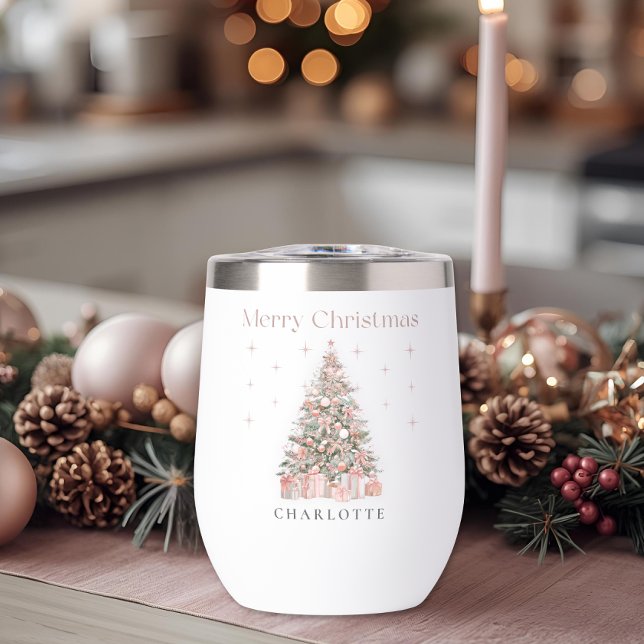 Modern Blush Christmas Tree – Personalized Holiday (Créateur téléchargé)
