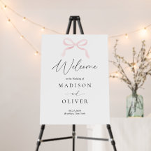 Modern Blush pink Bow Monogram Wedding Welcome