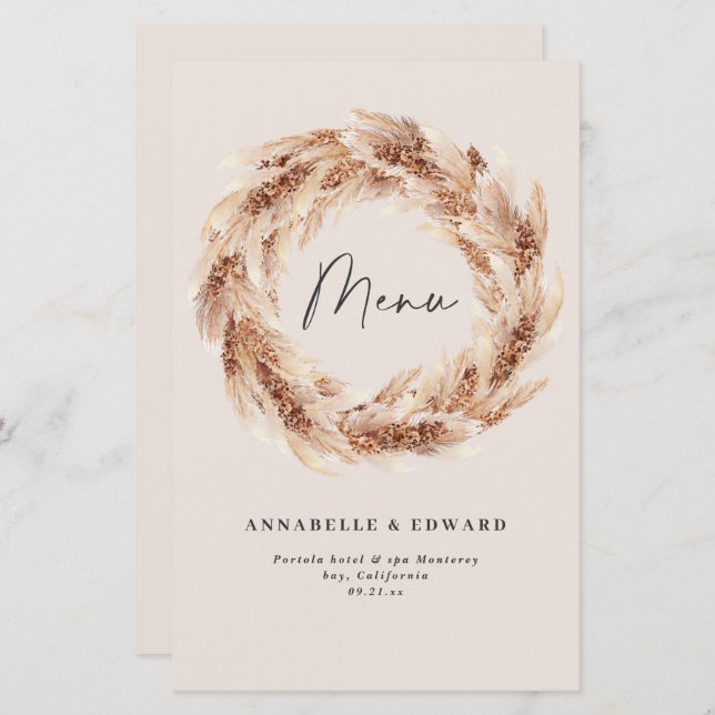 Modern bohemian bohemian botanical pampas grass we (Devant / Derrière)