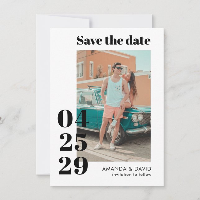 Modern Bold Date Wedding Enregistrer la date Carte (Devant)