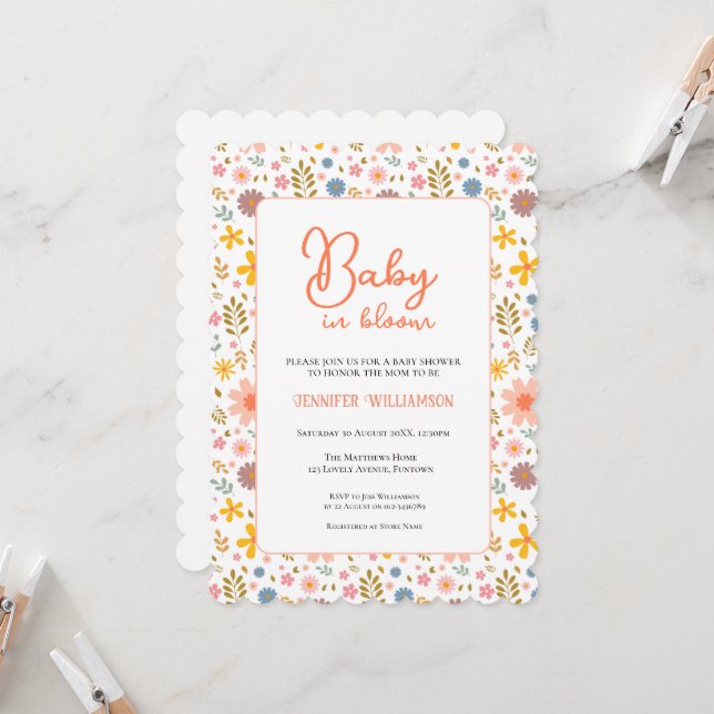 Modern Botanical Baby Shower invitation (Devant/Arrière en situation)