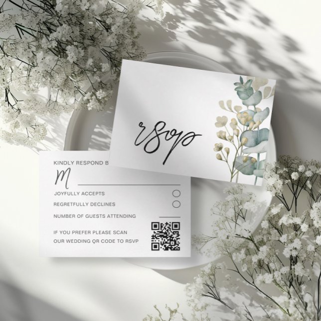Modern Botanical Eucalyptus Wedding RSVP Card (Créateur téléchargé)