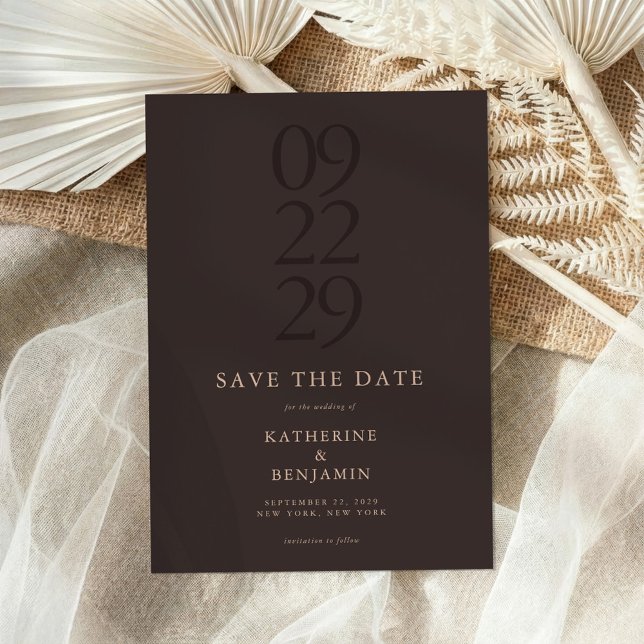 Modern Brown Minimalist Wedding Save The Date (Créateur téléchargé)