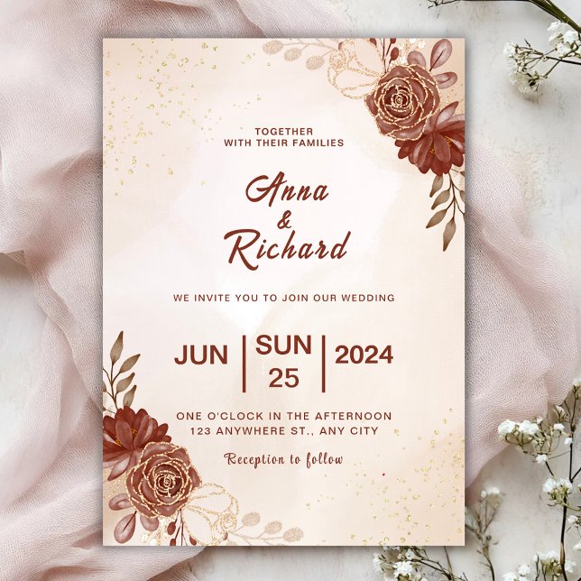 Modern Brown wedding Invitation (Créateur téléchargé)