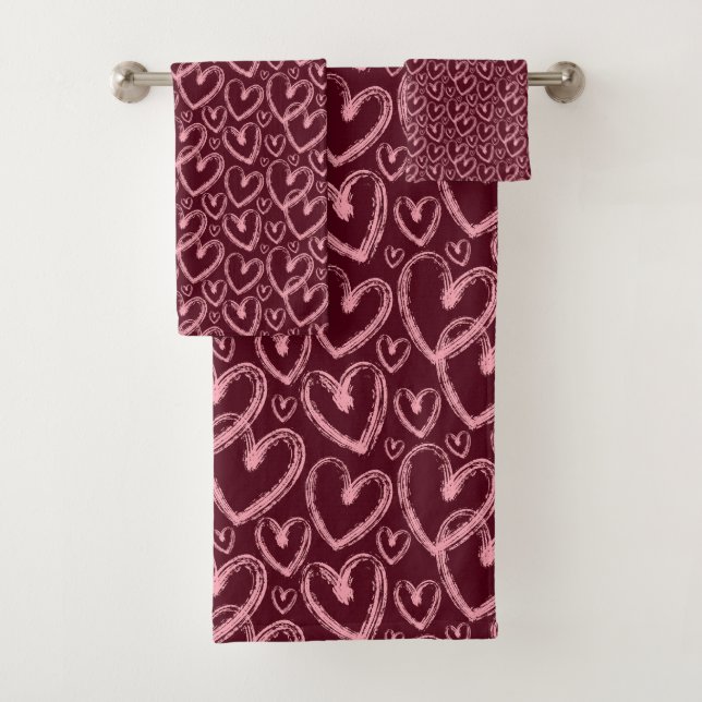Modern Brush Heart Burgundy Pink Pattern (En situation)