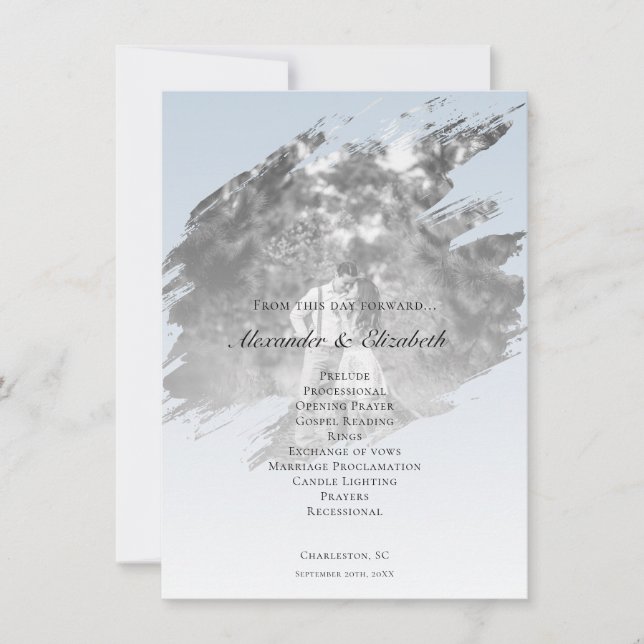 Modern Brushstroke Photo Wedding | Blue (Devant)