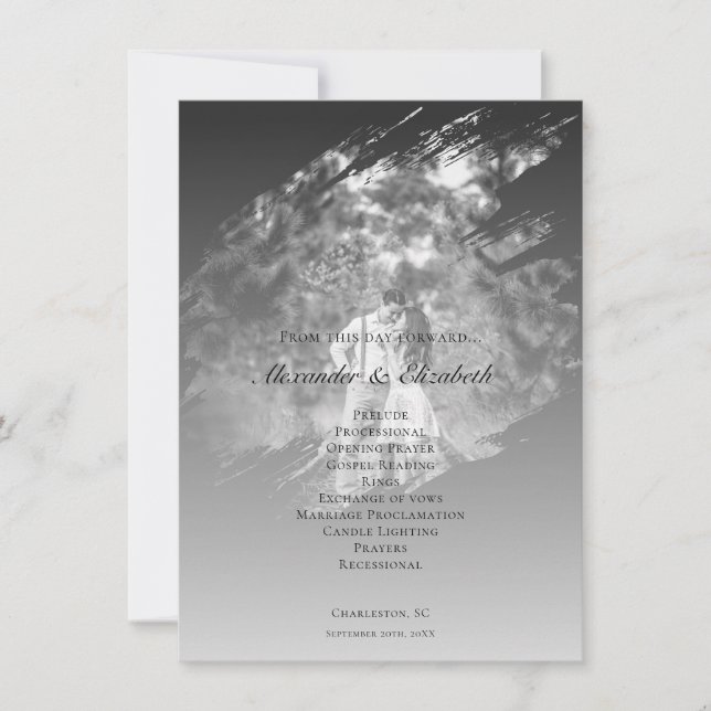 Modern Brushstroke Photo Wedding | Soft Black (Devant)