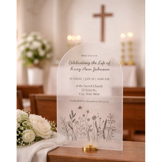 Modern Celebration of Life Arch Acrylic Invitation (Créateur téléchargé)