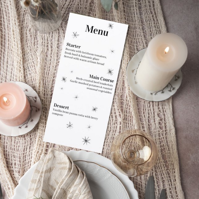 Modern Celestial Minimalist Wedding Menu Card (Créateur téléchargé)