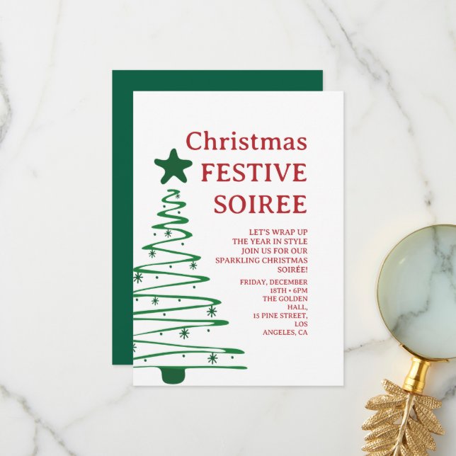 Modern Christmas Party Invitation (Devant/Arrière en situation)