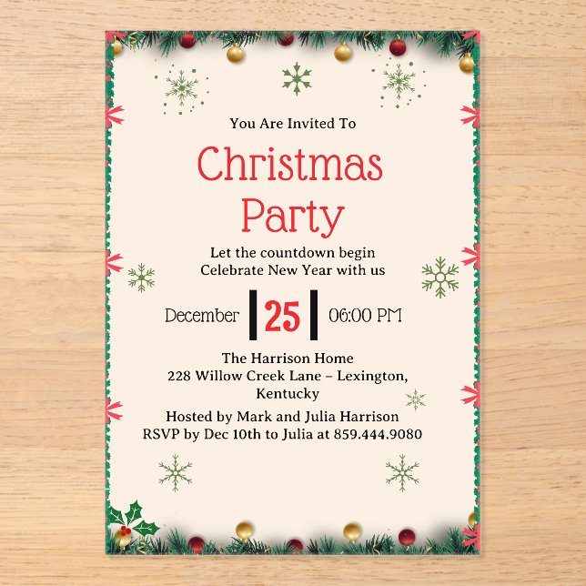 Modern Christmas Party Invitation Template (Recto)