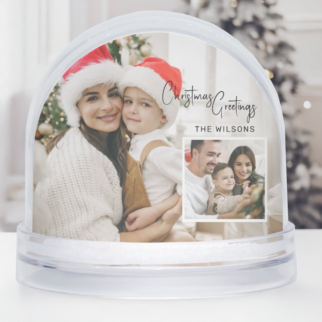 Modern Christmas Photo Card with Inset Snow Globe (Créateur téléchargé)