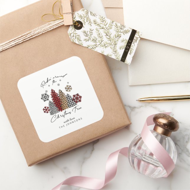 Modern Christmas Sticker – Trees & Snowflakes (Cadeaux)