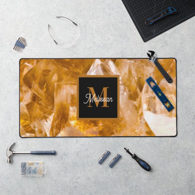 Modern Citrine Birthstone Monogram (Poste de travail)